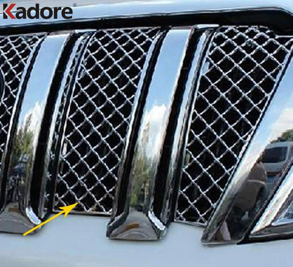 

Front Center Grill Trim For Toyota Land Cruiser Prado FJ150 2014 2015 2016 Grille Bumper Cover Racing Grills Protect Accessories