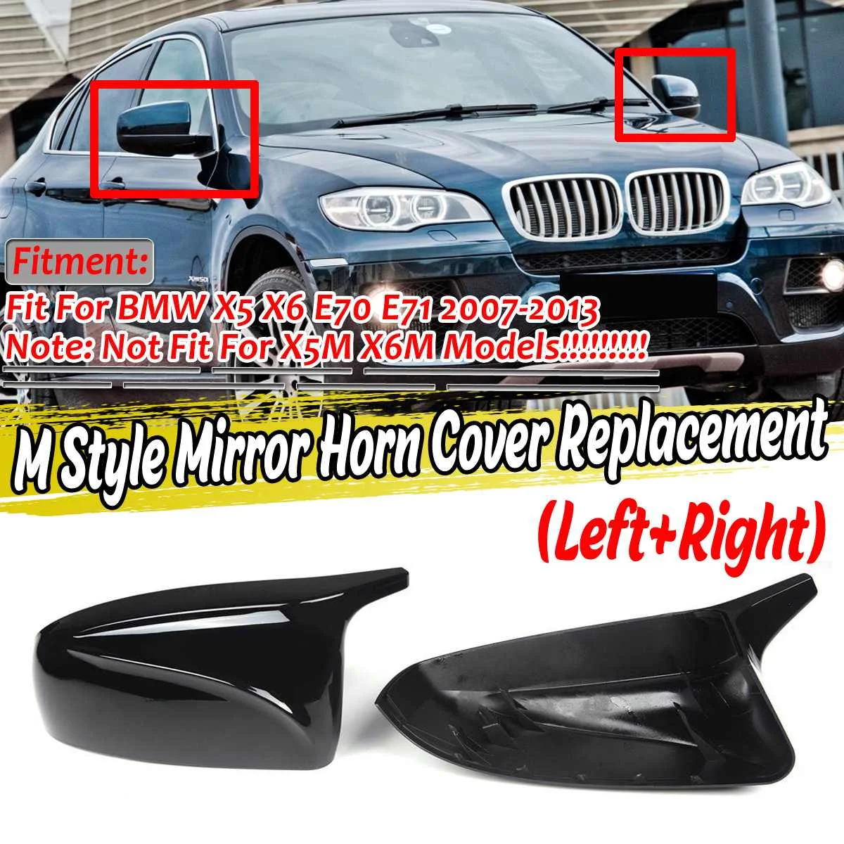 

2x Car Rearview Mirror Cover Cap Shell Direct Replacement For BMW X5 X6 E70 E71 2007-2013 X5 X6 Side Rearview Mirror Cap Cover