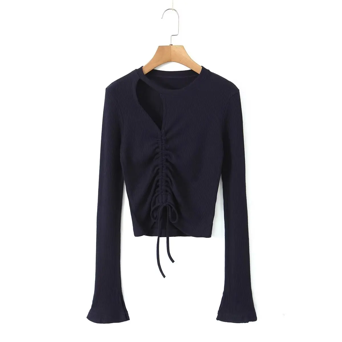 Женская трикотажная футболка с длинным рукавом в стиле ретро