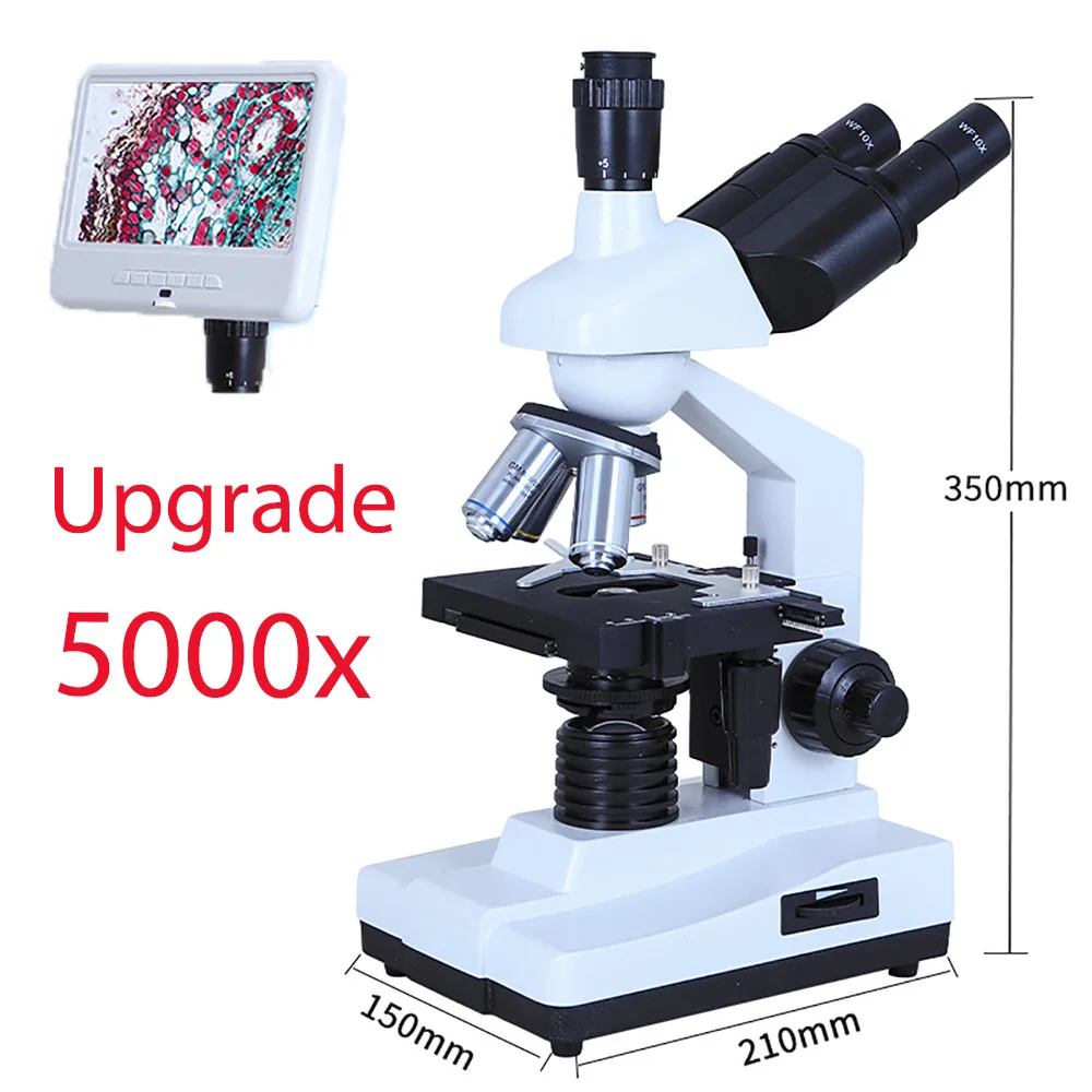 Профессиональный Тринокулярный составной Микроскоп 5000X, лабораторный ...