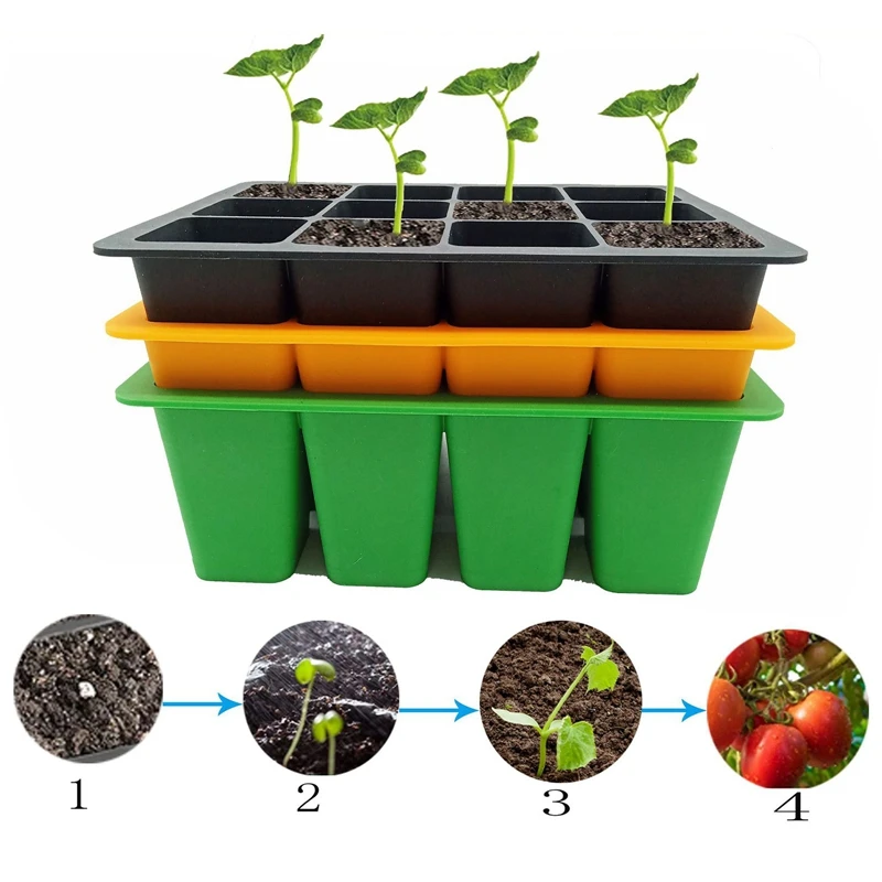 

Горшок для посева растений, горшок для пересадки цветов, фруктов и овощей, 12 ячеек, силиконовые горшки для рассады