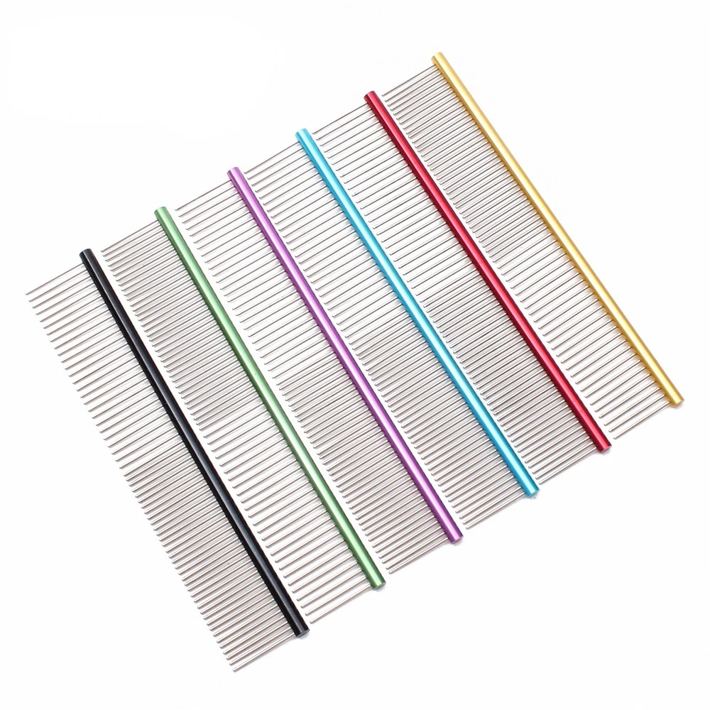 

Pet Grooming Brush Colorful Grooming Comb for Dogs Cats Tapered Stainless Steel Pins Pet Grooming Supplies Pet Hair Remover