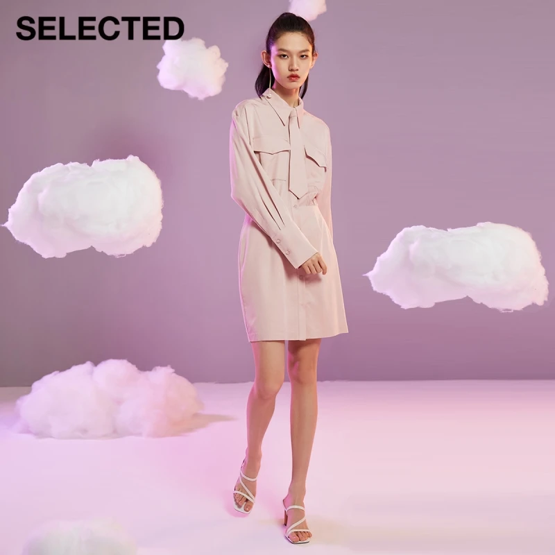 

SELECTED Women'S New Tie Chest Pocket Waist Long Sleeve Shirt Dress S|42132J005