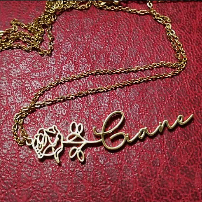 

Personalized Flower Vertical Pendant Necklace with Name Women Stainless Steel Jewelry Customized Products Choker Christmas Gifts