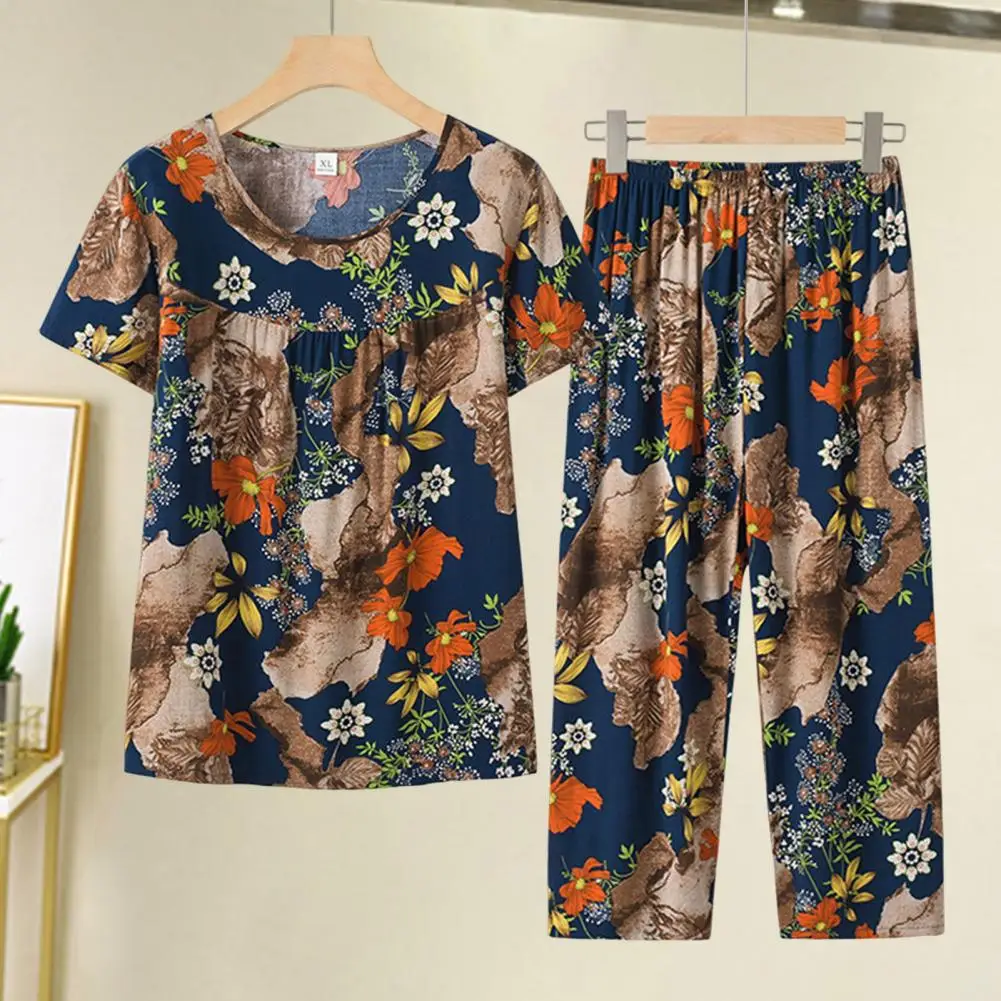 Летние пижамы для бабушки с широкими штанинами повседневная одежда глубоким