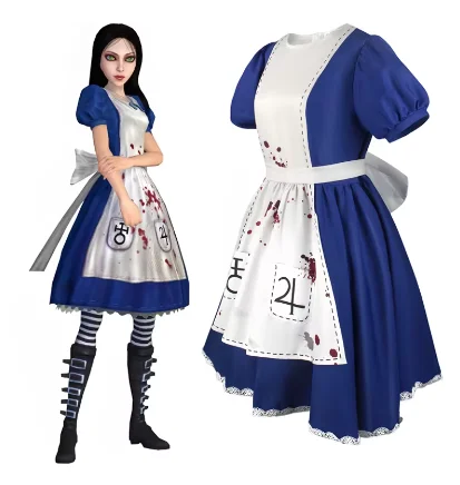 Аниме Алиса платье принцессы фартук горничной игра безумие возвращается