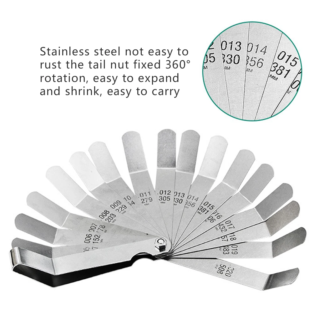 

16pcs/set Metric Inch Offset Feeler Gauge Stainless Steel Thickness Gauge 0.127-0.508mm Measurement feeler gauges