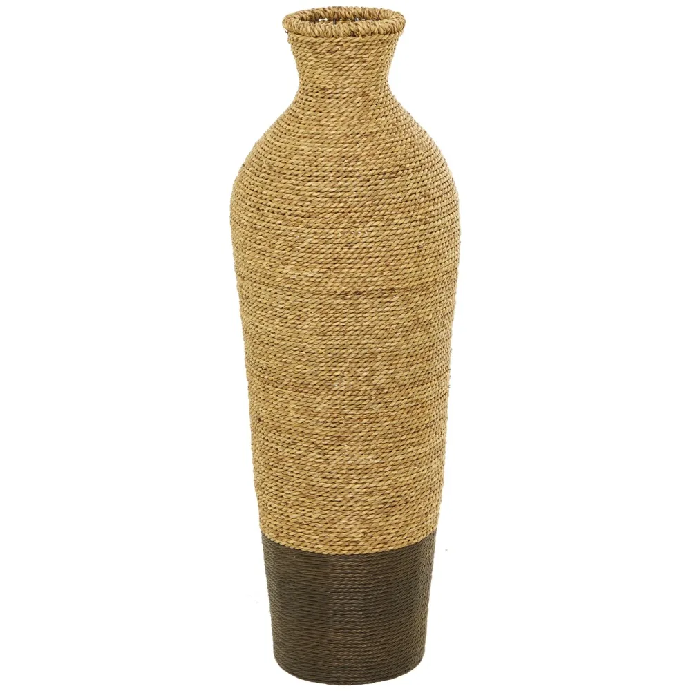 

Handmade High Tube Woven Floor Brown Seaweed Vase To Prevent Scratches Furniture Bohemian Flower Pots Polyethylene Material