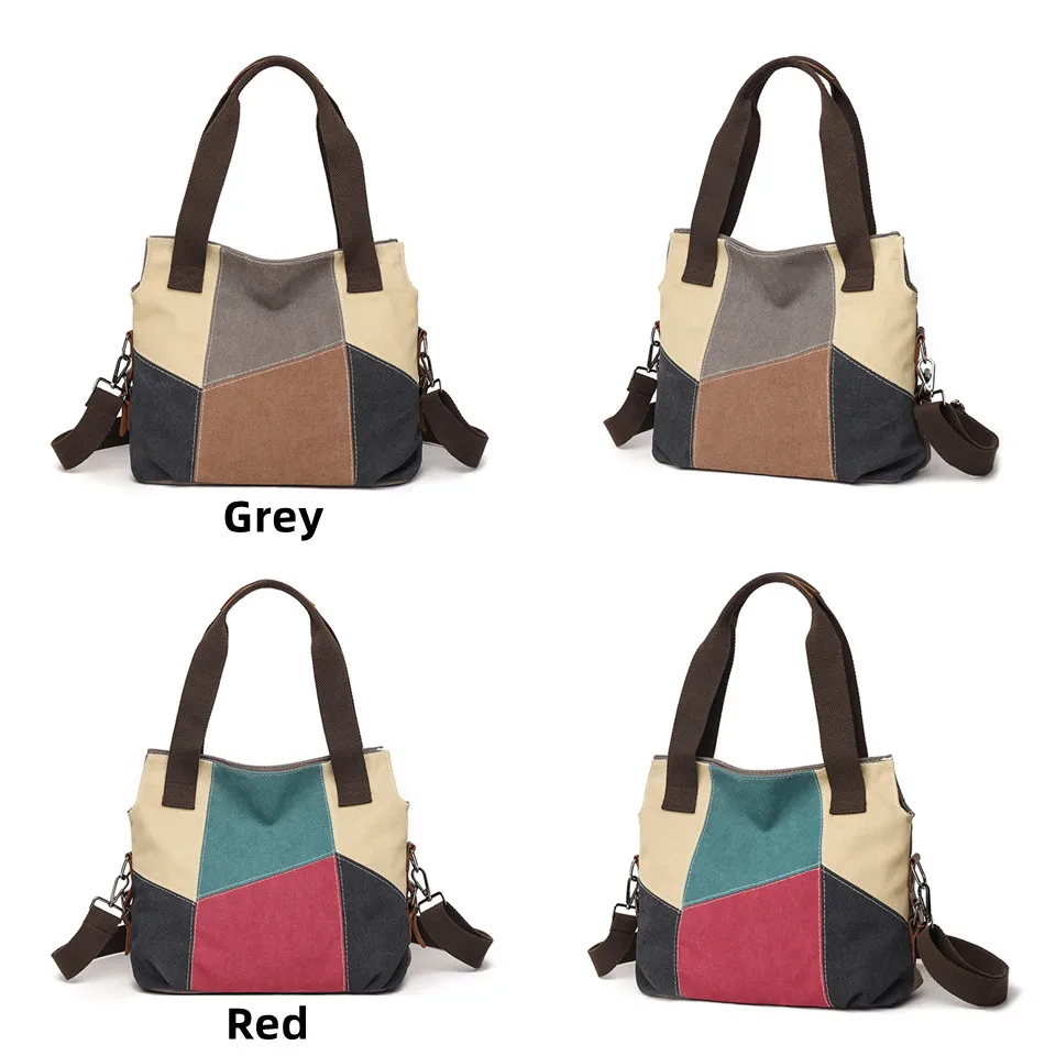 Women New Handbags Crossody Bags Shoulder Bag Female Messenger Bags Color Block Canvas Handbags