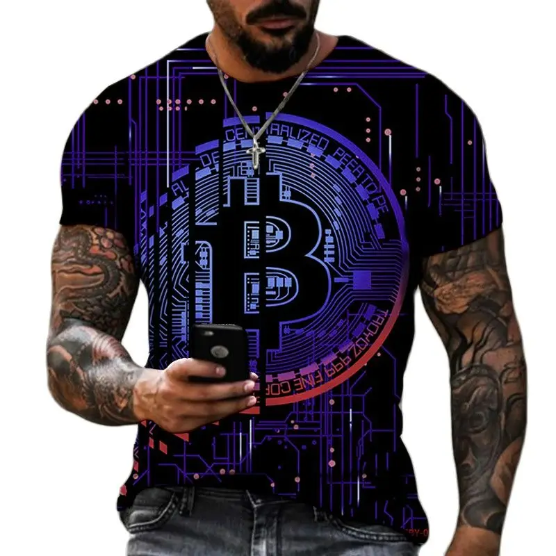 

2022 Fashion Summer Men's Cryptocurrency B Bitcoin BTC T-shirt Cryptocurrency Blockchain Christmas T-shirt Size XXS-6XL