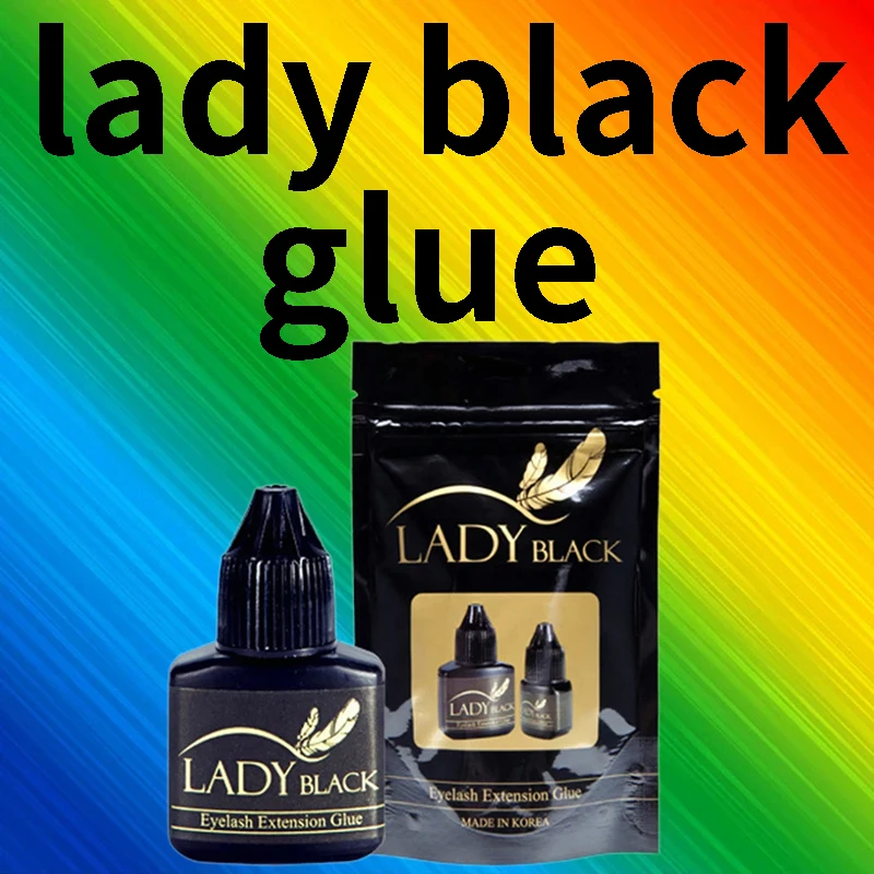 

5 Bottles Lady Black Glue Eyelash Extension With Original Bag Low Irritation Fast Drying for Sensitive Skin Korea Lash Glue 5ML