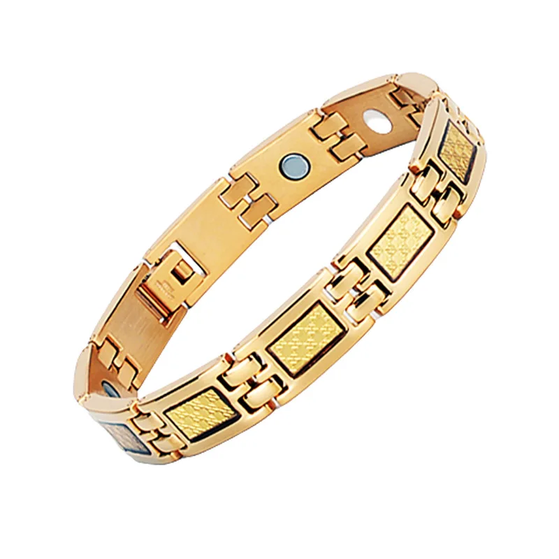 Titanium Steel Gold Foil Charcoal Fiber Bracelet Negative Ion Anti-radiation Germanium Antioxidant Anti-fatigue Bracelet