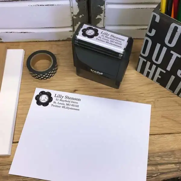 

Personalized Rectangular Self-Inking Rubber Stamp - Stenson Flower