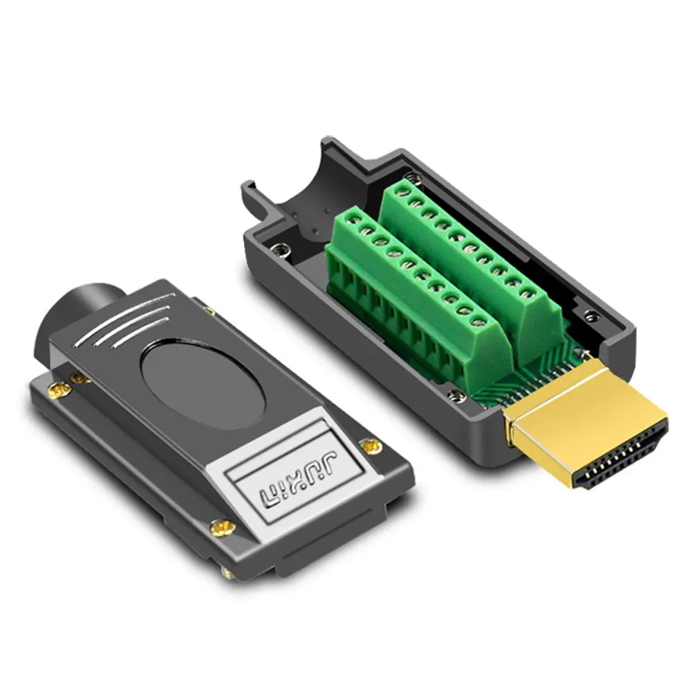 

1PCS HDMI-compatible 2.0 Male Connector Free Welding Head Connector 4K HD Line Repair Solderless Male Plug with Metal Cover