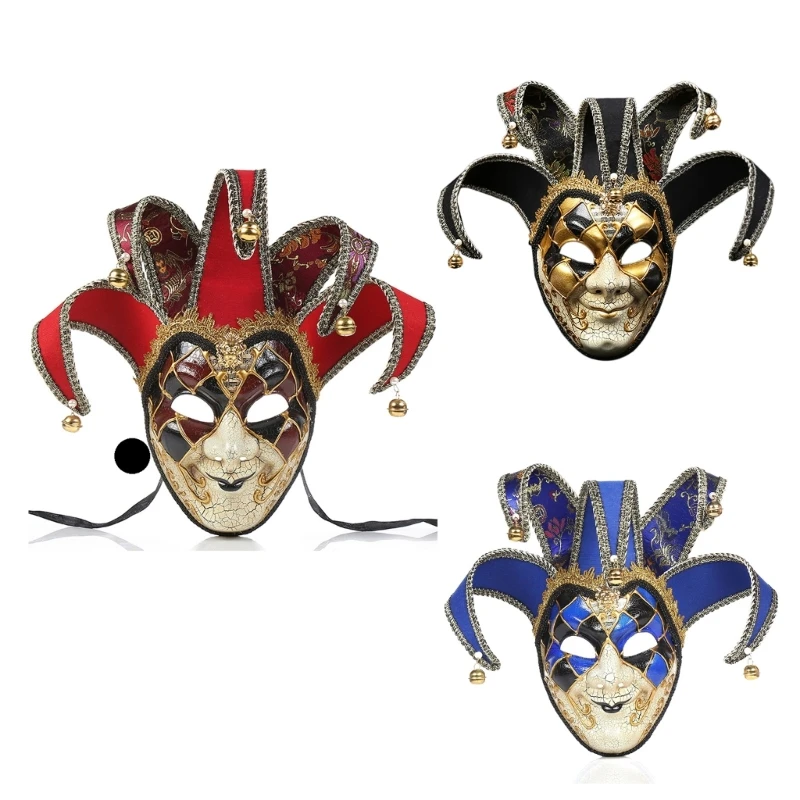

2023 New Venetian Mask Jester-Mask Full Face Mask Women Face Mask Halloween Party Wall-Decoration Masquerade Mask Mardi Gras