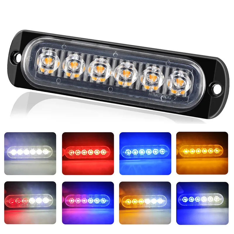 

6 Led Car Strobe Warning Light Flashing Breakdown Emergency Light Car Truck Trailer Beacon Lamp Signal Lamp For Cars 12-24V 18W