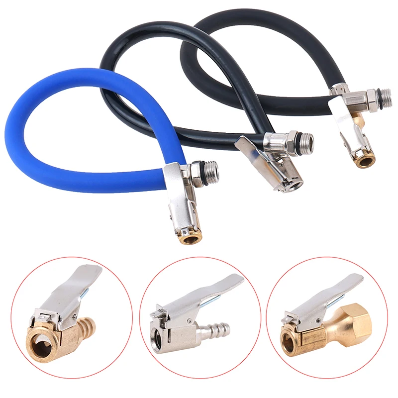 

Motorcycle Bicycle Self-locking Chuck Car Tire Pressure Meter Air Inflator Hose