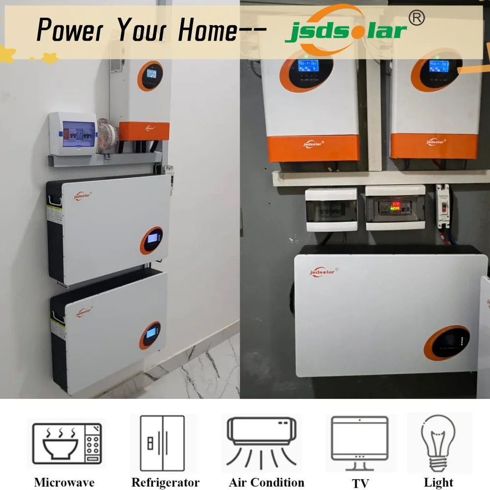 Фото Батарея jsdsolar 48 В 200 ач LiFePO4 10 кВтч стенка питания 200 А BMS 6000 + циклов параллельная CAN-шина RS485 Солнечная энергия хранилище энергии №4