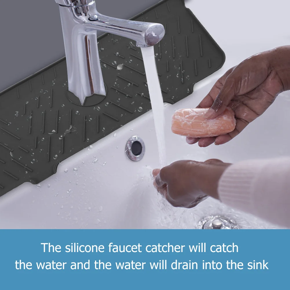 

Household Silicone Faucet Splash-Proof Pad Washbasin Faucet Water Catcher Mat Faucet Sink Splash-Proof Pad Rubber Drying Mat Hot