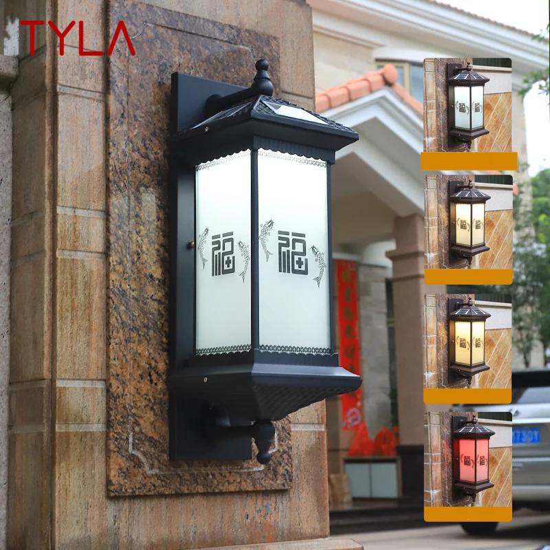 

Солнечная настенная лампа TYLA, креативный декоративный светильник с благословением для рыб, наружное бра светильник светодиодный, IP65, для дома, виллы, двора