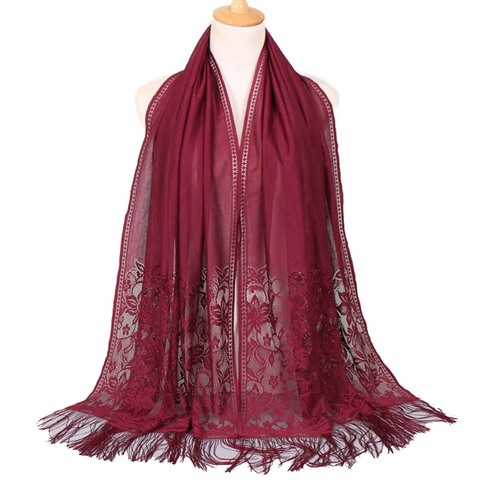 

Women Head Scarf Hollow Out Crochet Floral Tassel Shawls Breathable Lace Scarf Wedding Party Bride Dress Clothes Accessories
