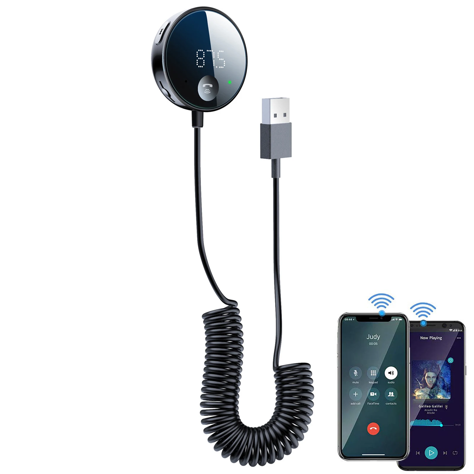 

Автомобильный аудио передатчик BT5.0 Автомобильный MP3-плеер приемник адаптер громкой связи для звонков аудио адаптер с дисплеем Автомобильны...