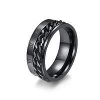 stainless steel male men rotated rotatable rings black blue color fashion jewelry usa size 6 7 8 9 10 11