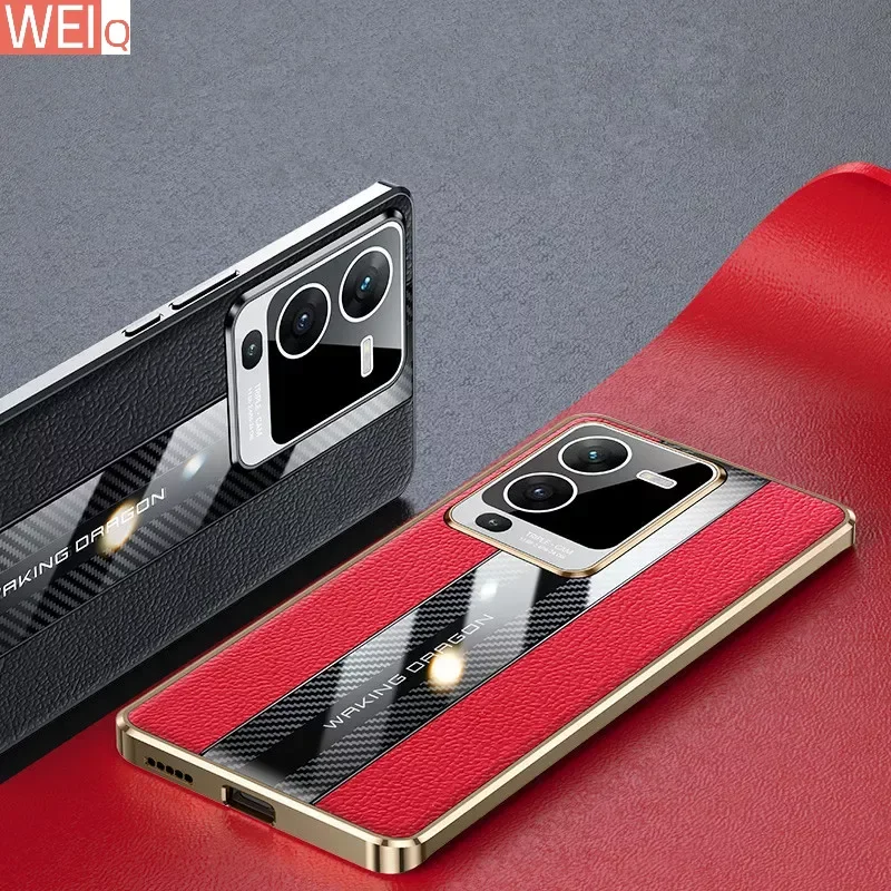 

Текстура из натуральной кожи углеродного волокна, квадратная фоторамка гоночного автомобиля для VIVO S15 S12 S10 Pro, глянцевый бампер, противоударный чехол для телефона