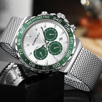 top brand new men watches green multifunction waterproof sports business chronograph watch steel automatic date luxury aaa clock