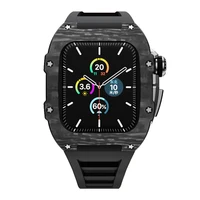Carbon Fiber Watch Case Compatible Apple Watch 8/7/6/5/4/SE, Rugged Case  Fashion Fluorine Rubber Wristband