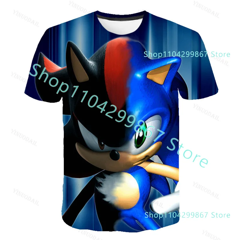 Фото Летняя футболка Sonic The Hedgehog с Эми Роуз, футболка из фильма про Шэдоу, 3D-костюм для косплея для мальчиков и девочек, футболки для детей, подарок на день рождения. №5
