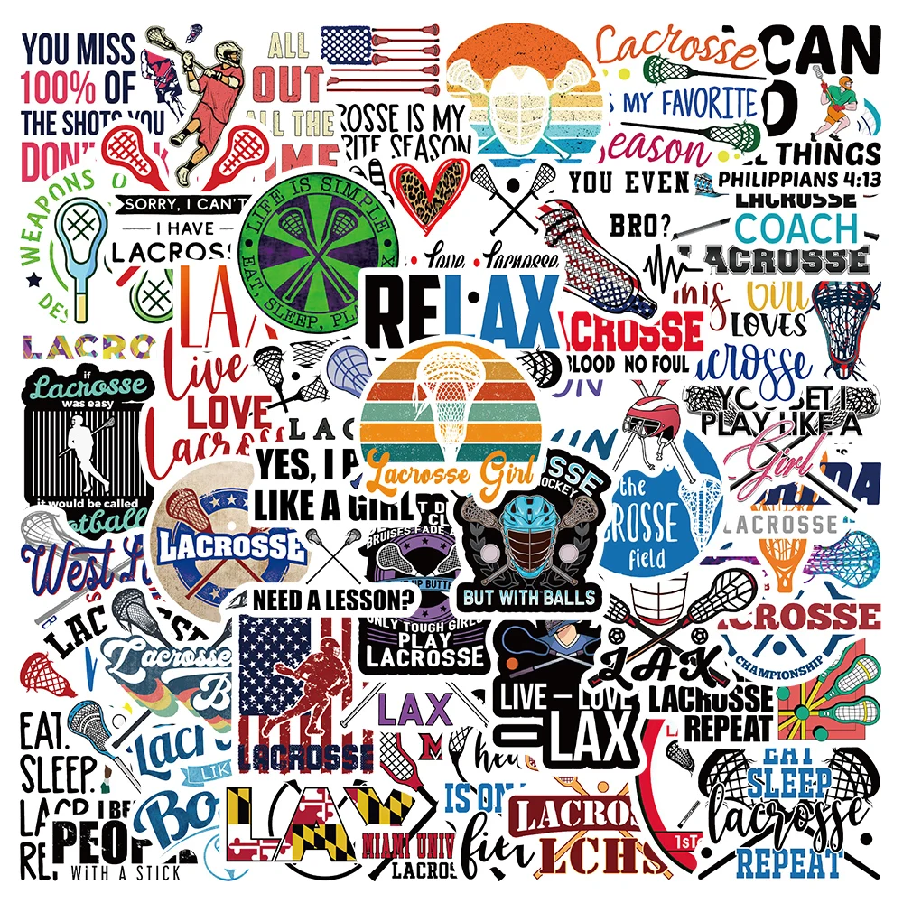 

10/50pcs Classic Cartoon Outdoor Sport Lacrosse Stickers For Luggage Phone Waterbottle Vinyl Waterproof Graffiti Laptop Decals