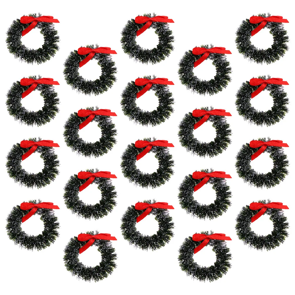 

20 Pcs Christmas Small Wreath Mini Wreaths House Garlands Toy Outdoor Decorations Hanging Xmas Rings Simulated