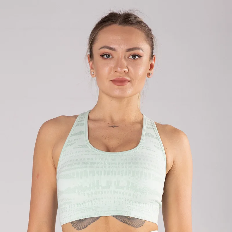 Новый спортивный женский жаккардовый бюстгальтер для фитнеса и йоги с