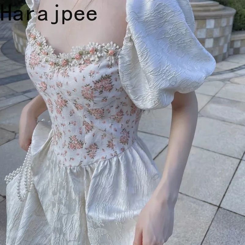 

Женское винтажное платье с коротким рукавом, квадратным вырезом и цветочным принтом