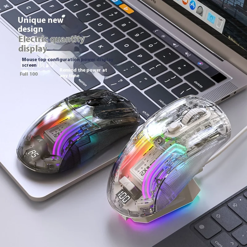 Новая прозрачная игровая мышь Attack Shark X2pro RGB светоизлучающая беспроводная Bluetooth