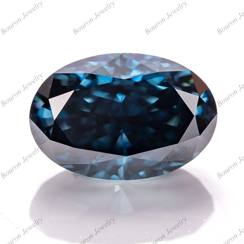 

Stone Loose Moissanite GRA Crushed Ice Cut Oval Vivid Blue Gemstone VVS1
