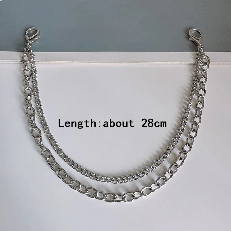 2PCS Punk Hollow Heart Stainless Steel Chains Shoe Buckles Vintage Martin Boots Canvas Shoes Chains Accessories Hip Hop Jewelry