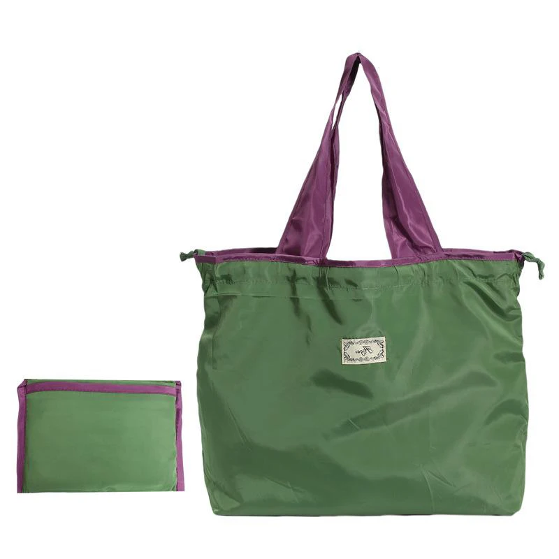 Портативная складная нейлоновая дорожная экологическая сумка с веревкой для