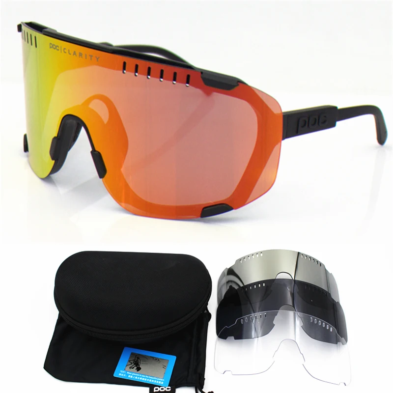 

POC Devour Cycling Sunglasses Polarized Sport Sunglasses MTB Eyewear UV400 Bicycle Riding Mountain Road Bike Goggle with 4 Lens