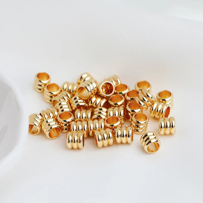 

30Pcs Gold Plated Copper Barrel Beads Geometric Cylinder 3.2mm Big Hole Tube Spacer Beads For Bracelet Necklace Jewelry Making