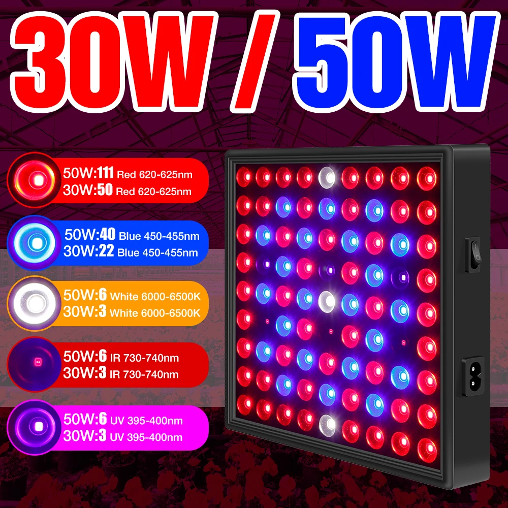 LED Grow Light Greenhouse Phytolamp for Plants Full Spectrum Phyto Lamp for Indoor Hydroponics Plant Seeds Flower LED Grow Tent