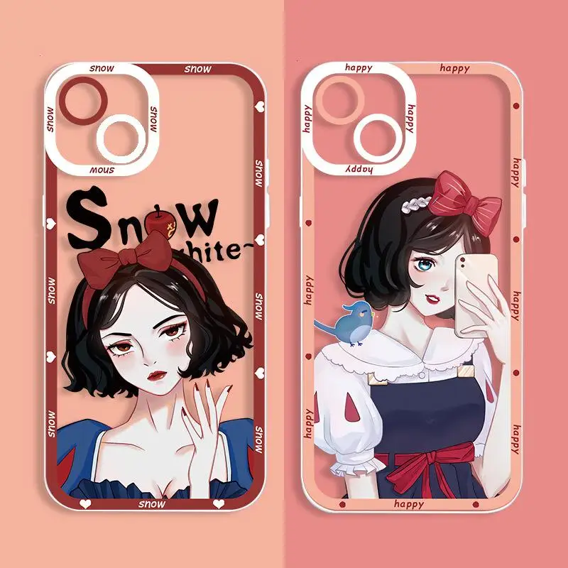 Snow White Bad Apple Mobile Phone Case Disney for Iphone 14/13/12/11 Kawaii Cartoon Girl's New Transparent Tpu Phone Case