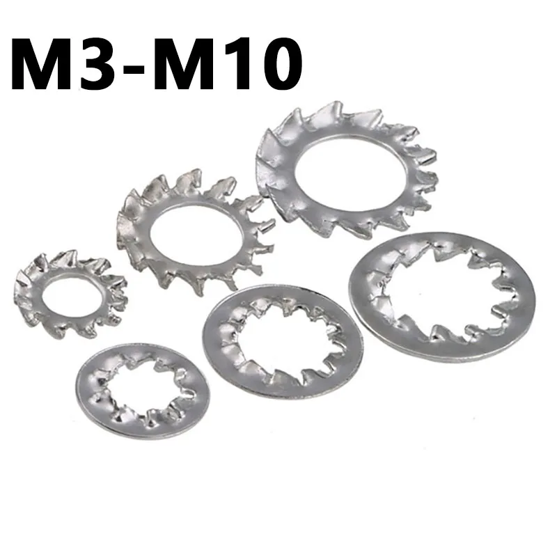 

External Serrated Lock Washer Internal Serrated Anti-slip Anti-loosening Stop Washer (white Zinc) M3 -M10