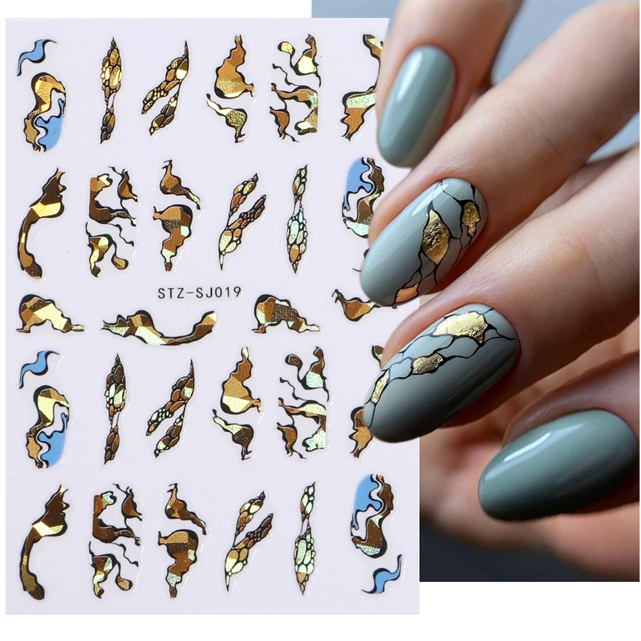 

Geometric Lines Nails Stickers Laser Gold Bronzing Slider Design Abstract Fun Spring And Winter Nail Foils Decoration LASTZSJ019