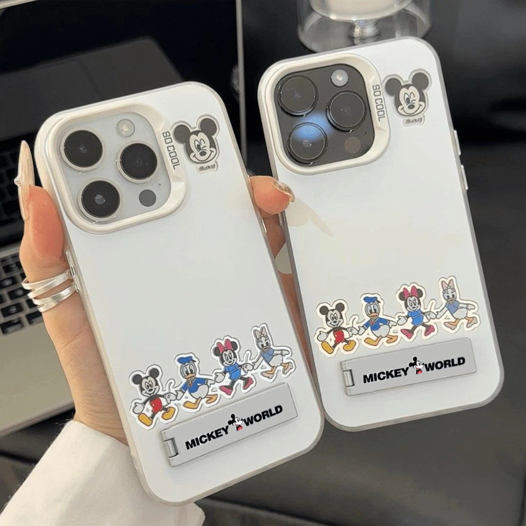 Новый чехол с металлическим кронштейном для телефона Disney iPhone 15 14 13 12 11 Pro Max XR XS X 7