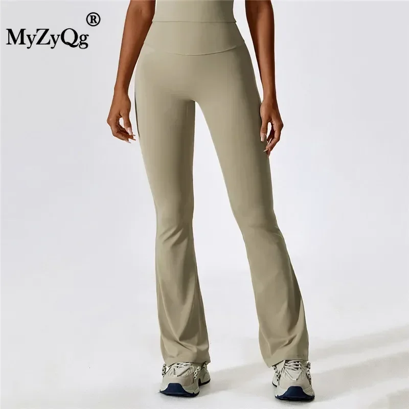 MyZyQg женские осенние широкие брюки с подтяжкой бедер расклешенные для йоги и