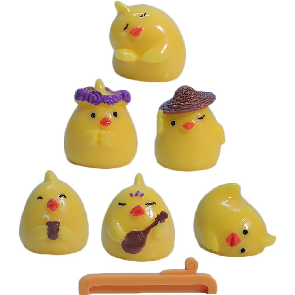 

1 Набор милых миниатюрных милых цыплят, фигурки цыплят, домашние фигурки цыплят, украшения