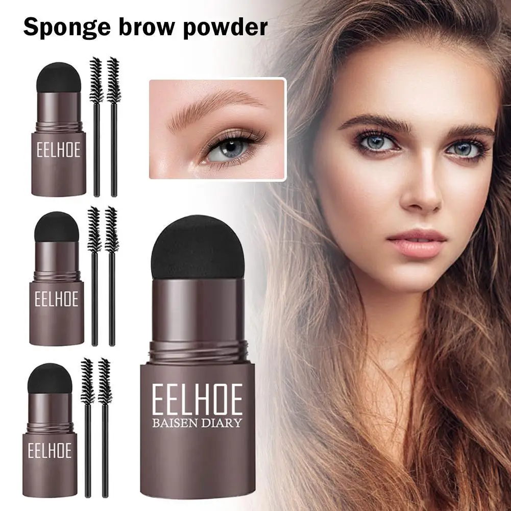 

Sponge Eyebrow Painting Seal Waterproof Lasting Natural Shaping Kit Makeup Brow Stencils Powder With 24 Eyebrow Stamp Stencil