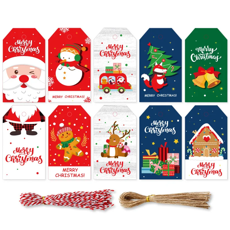 50шт с Рождеством Христовым Подарочные бирки со строками Xmas Decor Печатные бумажные